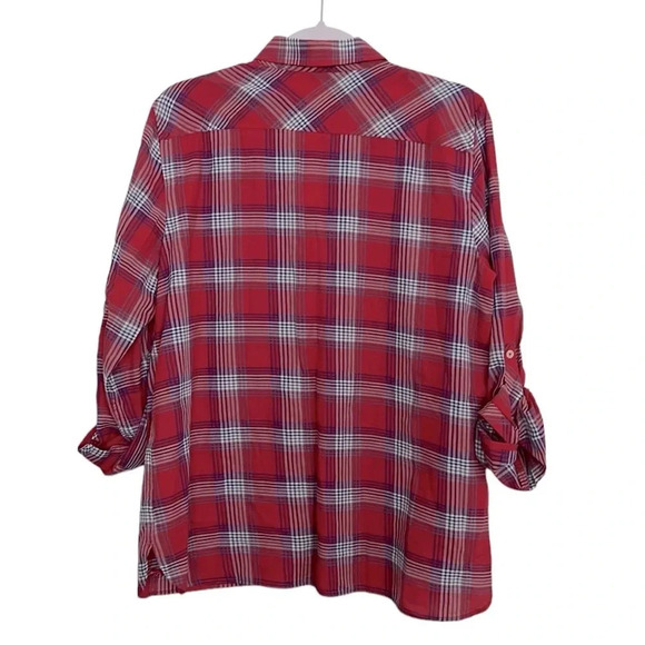 Talbots New Women’s L Striped Roll-up Tab Long Sleeve Button Up Shirt - Picture 2 of 6